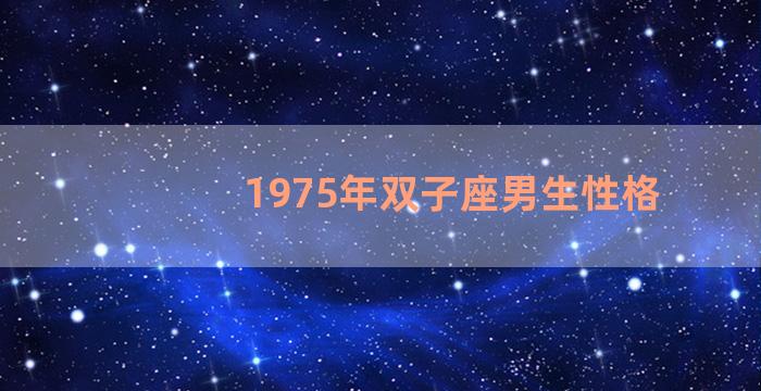 1975年双子座男生性格