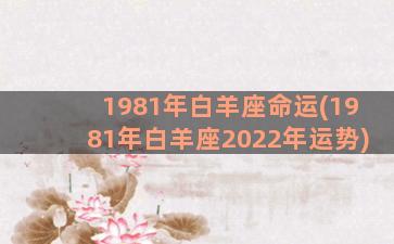 1981年白羊座命运(1981年白羊座2022年运势)