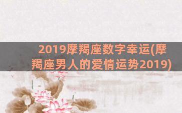 2019摩羯座数字幸运(摩羯座男人的爱情运势2019)