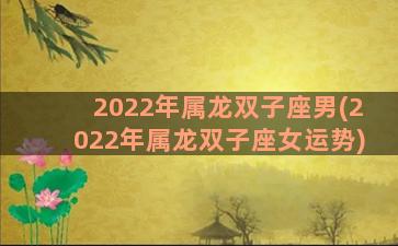 2022年属龙双子座男(2022年属龙双子座女运势)