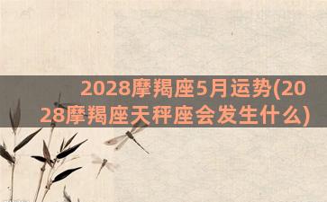 2028摩羯座5月运势(2028摩羯座天秤座会发生什么)