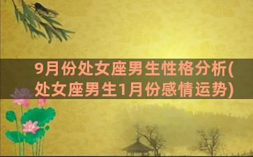 9月份处女座男生性格分析(处女座男生1月份感情运势)