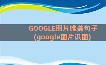 GOOGLE图片唯美句子(google图片识图)