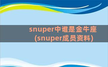 snuper中谁是金牛座(snuper成员资料)