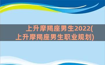 上升摩羯座男生2022(上升摩羯座男生职业规划)