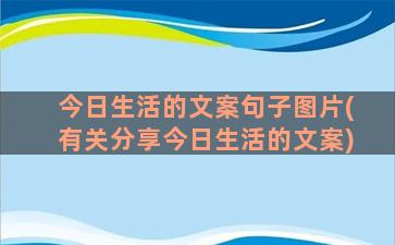 今日生活的文案句子图片(有关分享今日生活的文案)