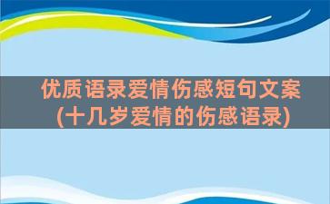 优质语录爱情伤感短句文案(十几岁爱情的伤感语录)