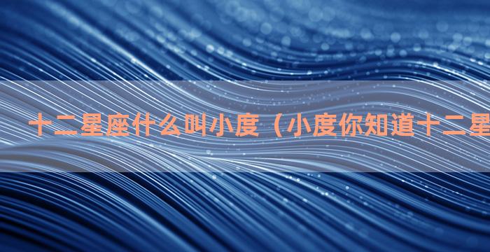 十二星座什么叫小度（小度你知道十二星座是什么）