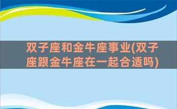 双子座和金牛座事业(双子座跟金牛座在一起合适吗)