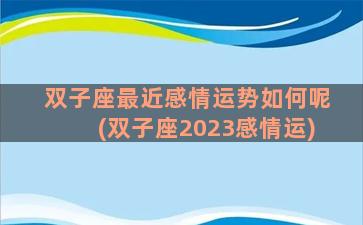 双子座最近感情运势如何呢(双子座2023感情运)