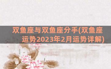 双鱼座与双鱼座分手(双鱼座运势2023年2月运势详解)