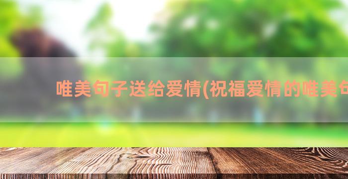 唯美句子送给爱情(祝福爱情的唯美句子)