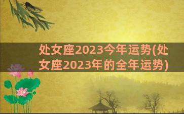 处女座2023今年运势(处女座2023年的全年运势)