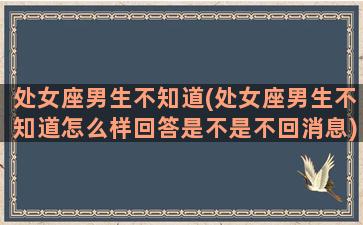 处女座男生不知道(处女座男生不知道怎么样回答是不是不回消息)