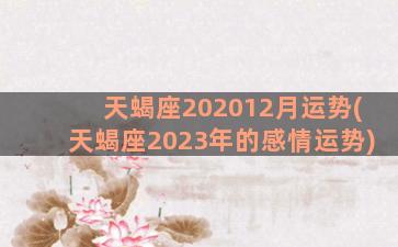 天蝎座202012月运势(天蝎座2023年的感情运势)