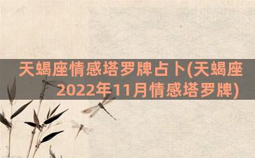 天蝎座情感塔罗牌占卜(天蝎座2022年11月情感塔罗牌)