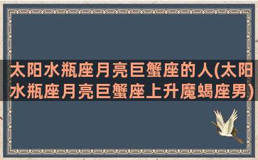 太阳水瓶座月亮巨蟹座的人(太阳水瓶座月亮巨蟹座上升魔蝎座男)