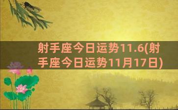 射手座今日运势11.6(射手座今日运势11月17日)