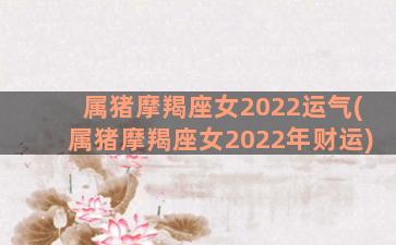 属猪摩羯座女2022运气(属猪摩羯座女2022年财运)
