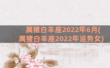 属猪白羊座2022年6月(属猪白羊座2022年运势女)