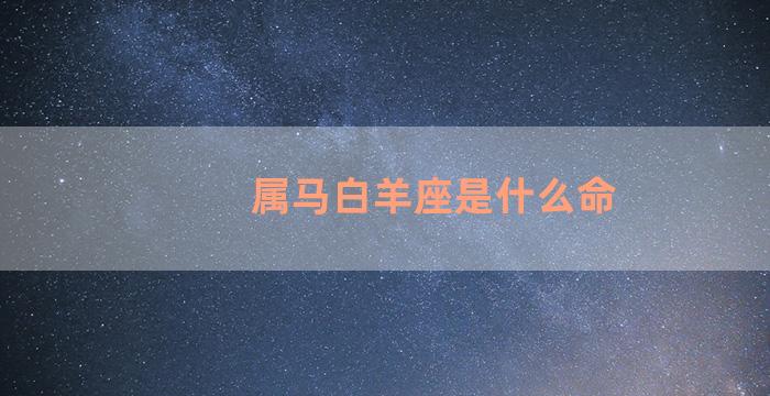 属马白羊座是什么命