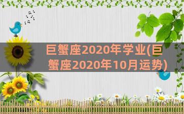 巨蟹座2020年学业(巨蟹座2020年10月运势)