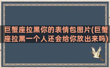 巨蟹座拉黑你的表情包图片(巨蟹座拉黑一个人还会给你放出来吗)