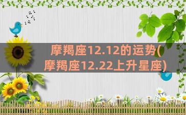 摩羯座12.12的运势(摩羯座12.22上升星座)