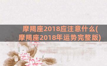 摩羯座2018应注意什么(摩羯座2018年运势完整版)