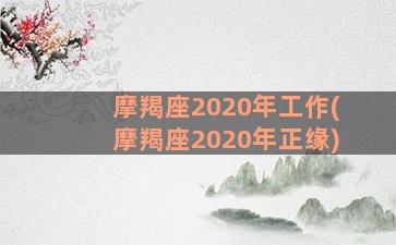 摩羯座2020年工作(摩羯座2020年正缘)