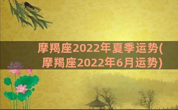 摩羯座2022年夏季运势(摩羯座2022年6月运势)