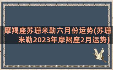 摩羯座苏珊米勒六月份运势(苏珊米勒2023年摩羯座2月运势)