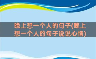 晚上想一个人的句子(晚上想一个人的句子说说心情)