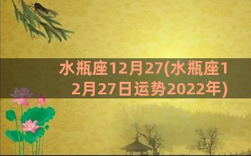 水瓶座12月27(水瓶座12月27日运势2022年)