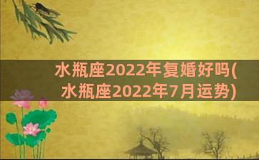 水瓶座2022年复婚好吗(水瓶座2022年7月运势)