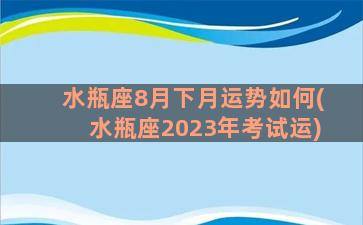 水瓶座8月下月运势如何(水瓶座2023年考试运)