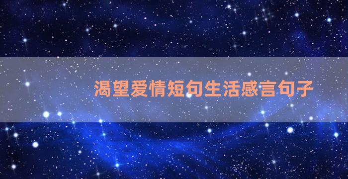 渴望爱情短句生活感言句子