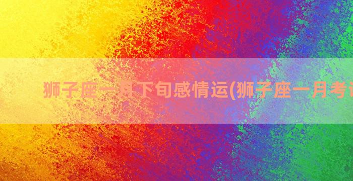 狮子座一月下旬感情运(狮子座一月考试运势)