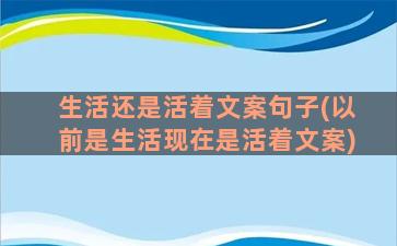 生活还是活着文案句子(以前是生活现在是活着文案)