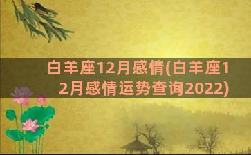 白羊座12月感情(白羊座12月感情运势查询2022)