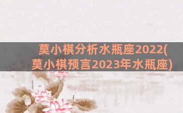 莫小棋分析水瓶座2022(莫小棋预言2023年水瓶座)