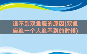 追不到双鱼座的原因(双鱼座追一个人追不到的时候)