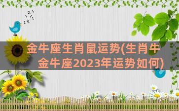 金牛座生肖鼠运势(生肖牛金牛座2023年运势如何)