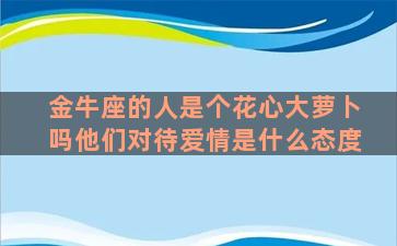 金牛座的人是个花心大萝卜吗他们对待爱情是什么态度